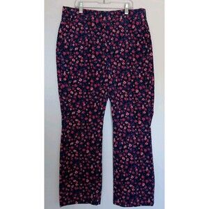 J. Crew Women's Size 8 Straight Leg Navy/Pink Floral Corduroy Trousers